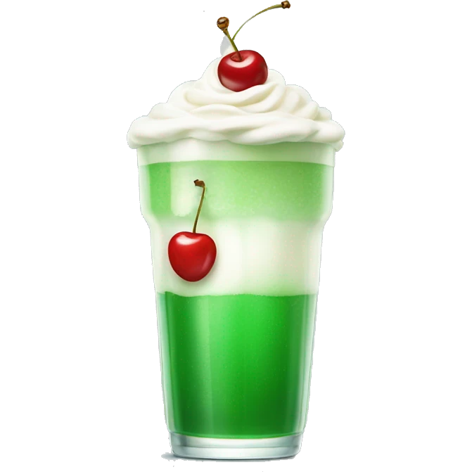 soft green soda drink with cream and cherry on top emoji
