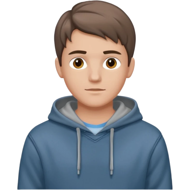 Kjekk gutt (lys i huden) som har pynta seg. Har på seg Jeans og grå hette genser og håret skal være  midtskill og fargen på håret er brunt emoji