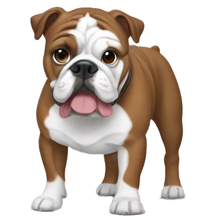 Female bulldog with brown coat with a vertical white stripe emoji