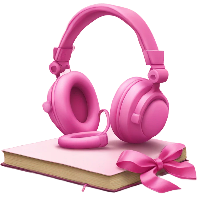 pink head phones on top of pink book and pink bow emoji