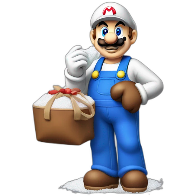 Mario with bag of icing sugar emoji