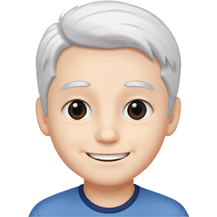 pure white hair,black eyebrow,cute Boy, smile face emoji