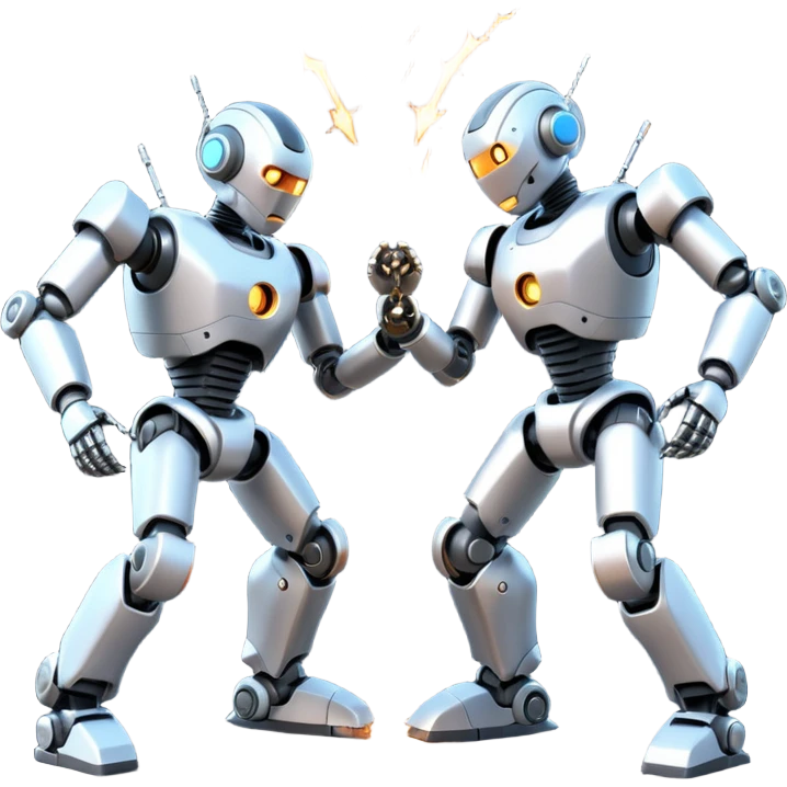 robotic fight between two futuristic robots  emoji