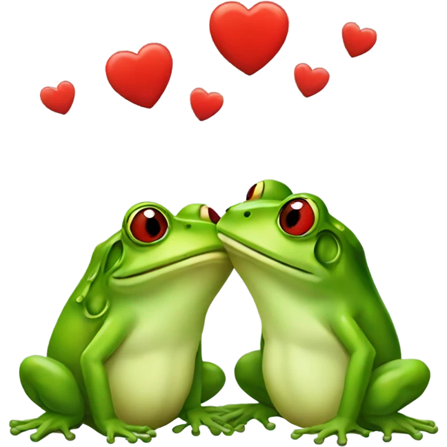Kissing frogs with Heart and red lips emoji