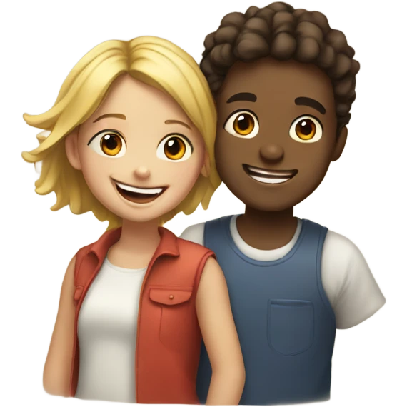 Boy and gril sharing a smile emoji