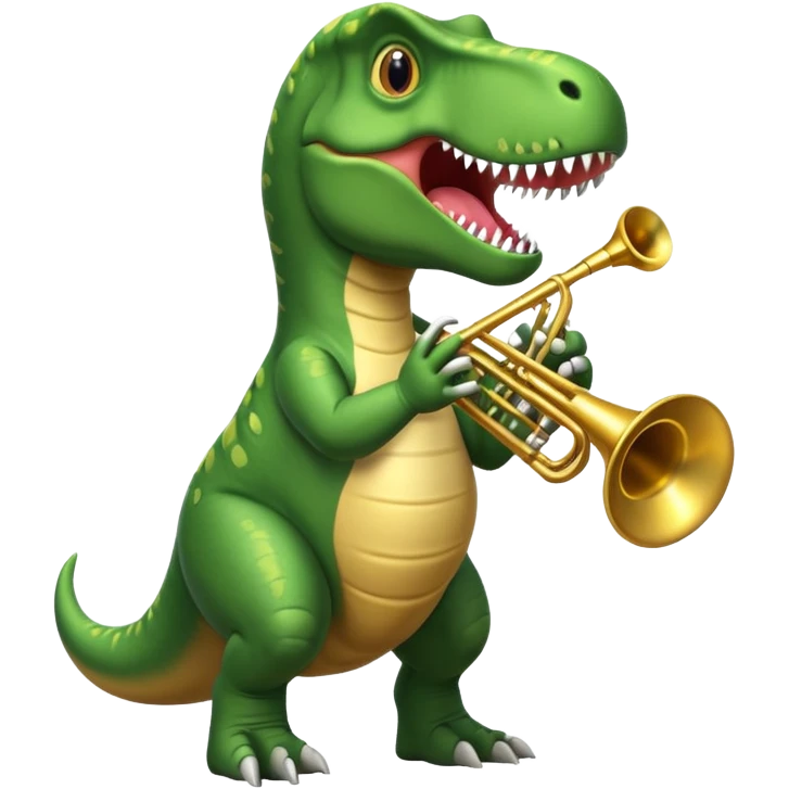 A TRex playing a trumpet emoji