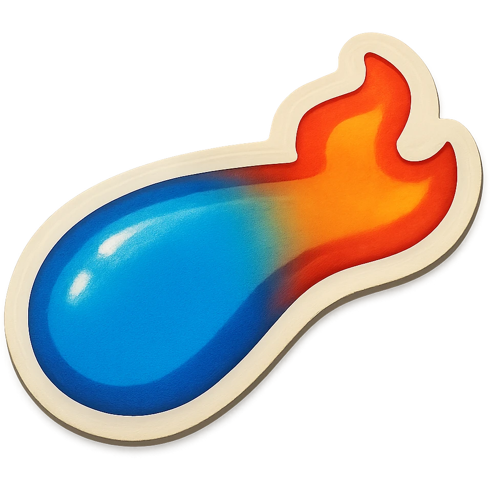 fire streak emoji with minimal flame, blue and orange gradient, stylized and modern, inspired by reference image emoji