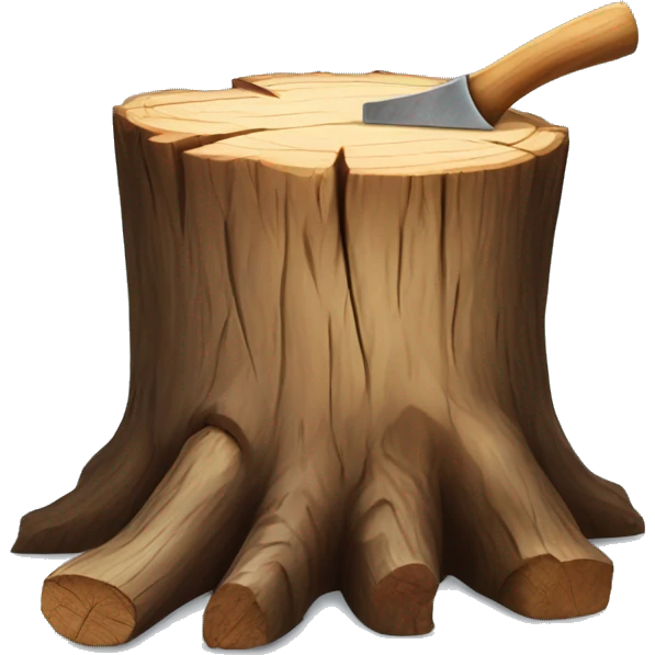 wood stump with axe cutting into it emoji