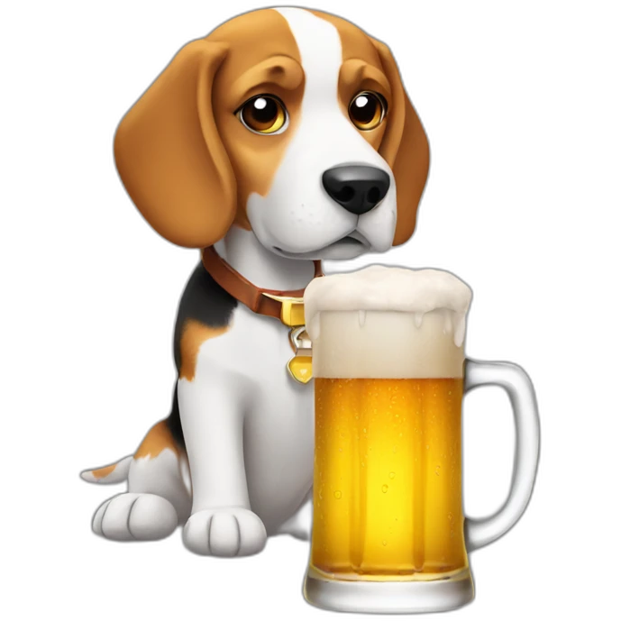 beagle with beer emoji