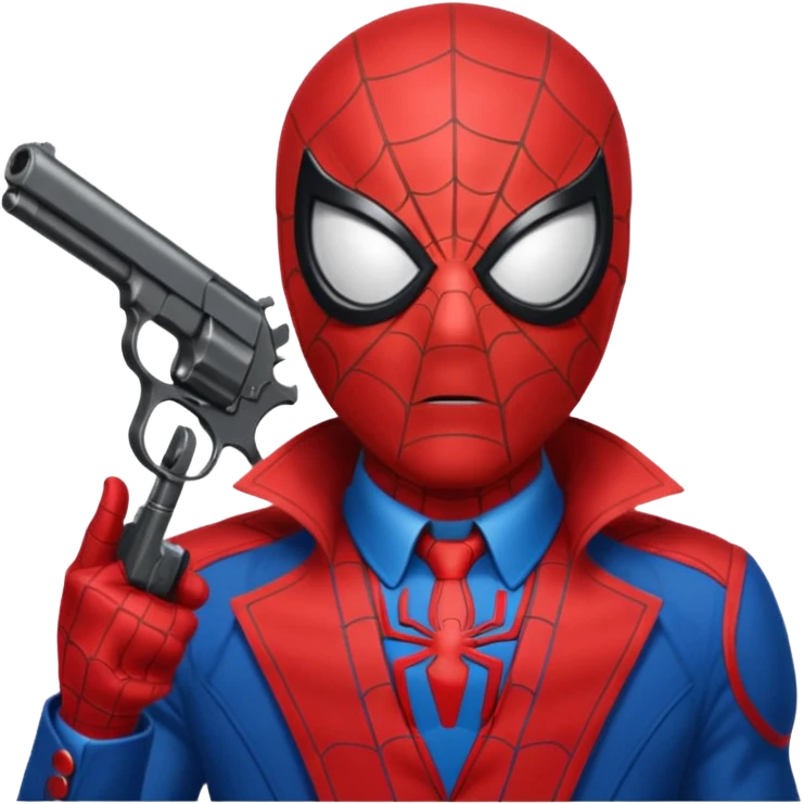 spiderman putting a pistol barrel in  emoji