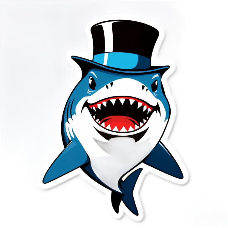 Shark with a top hat emoji