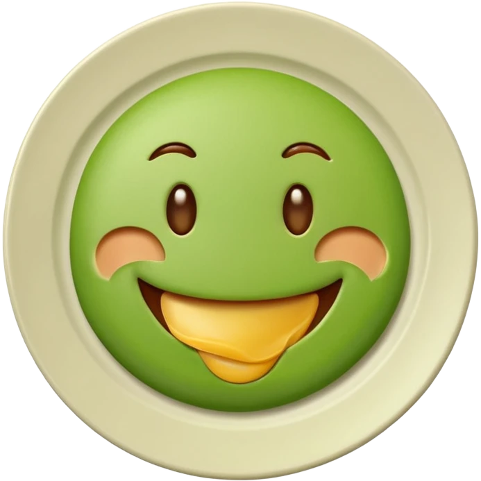 сделай милый смайлик улыбающийся и который ест еду очень милый зеленый смайлик улучши глаза и сделай милые и еду на тарелке сделай лучше emoji