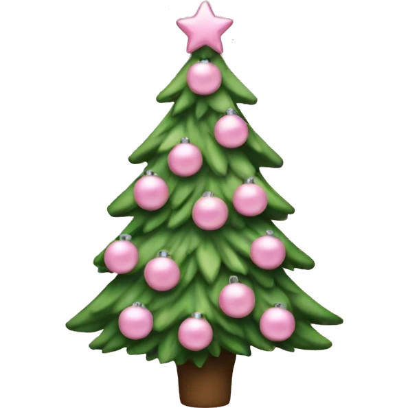 christmas tree with pale pink decorations emoji