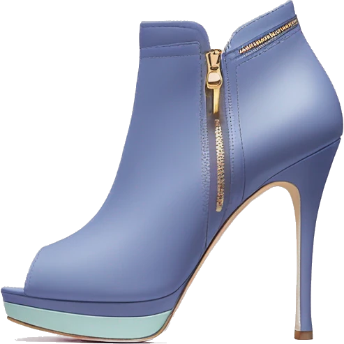 Realistic isolated pair of kate spade pastel blueberry high heel zip up peep toe ankle boots.  emoji