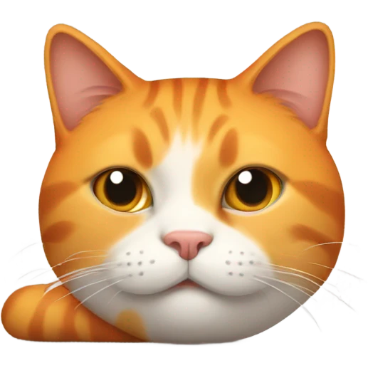 Orange cat with big belly after eating emoji