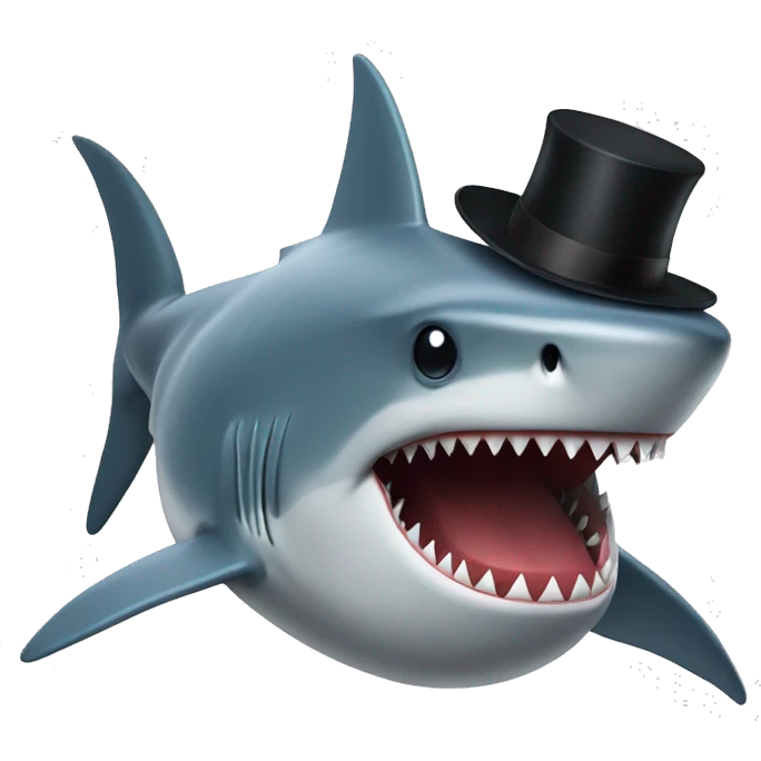 Shark with a top hat emoji