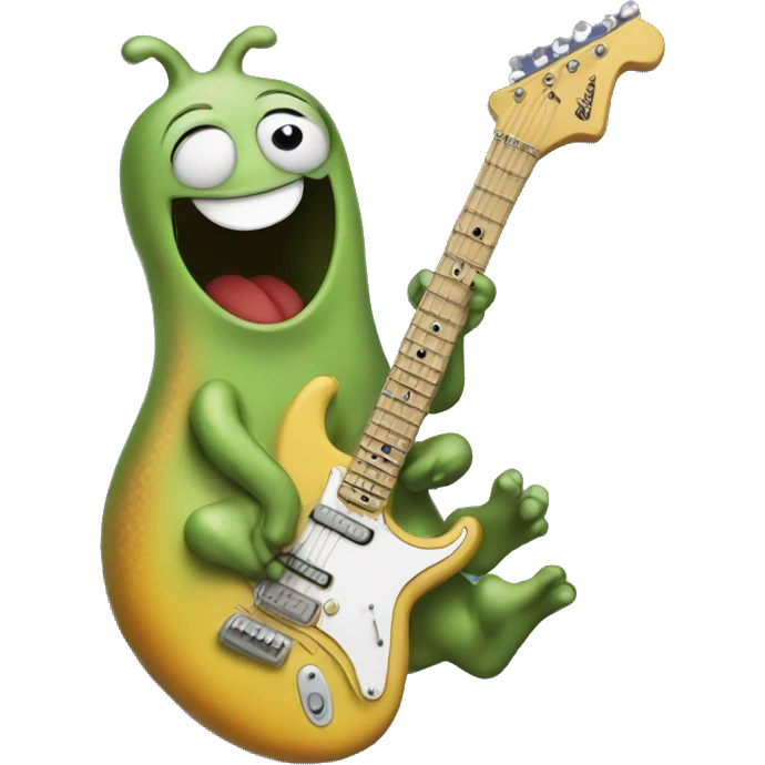 Happy slug playing electric guitar emoji