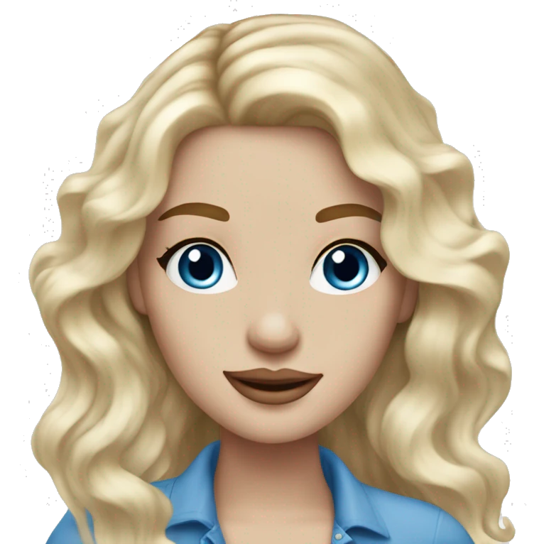 coquette white girl white long wavy blonde hair, blue eyes and freckles emoji