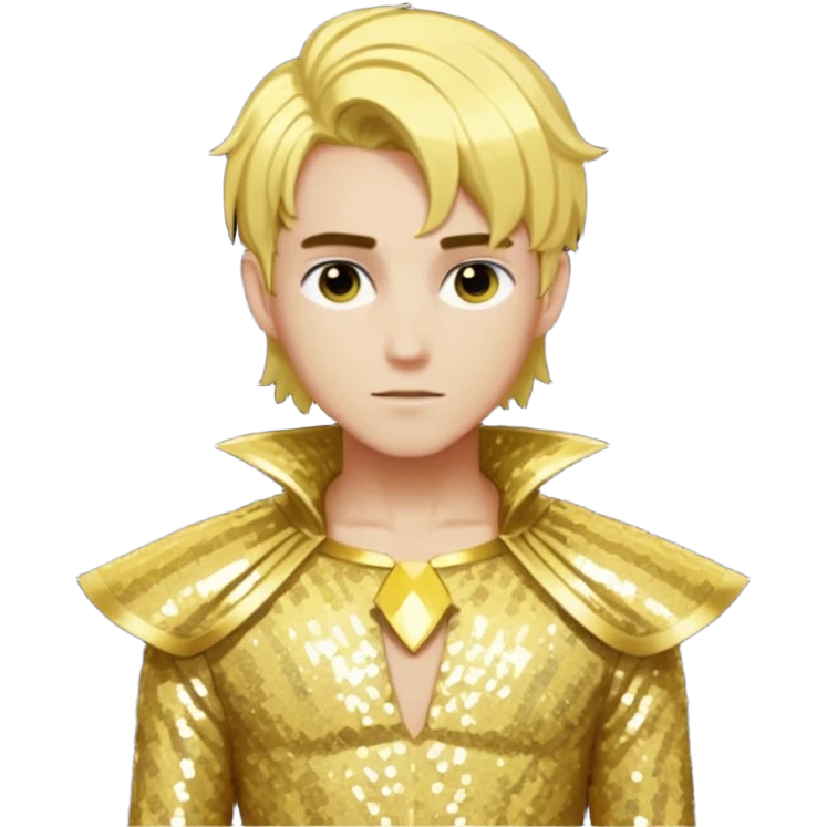  Apollo from Lore Olympus with gold hair, gold sequin outfit emoji