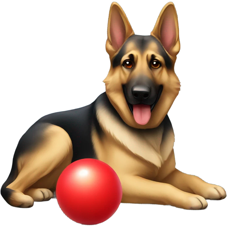 German shepherd with red ball emoji