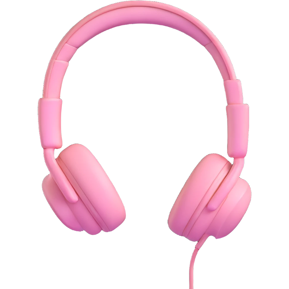 soft pink headphones, shiny and smooth curves emoji