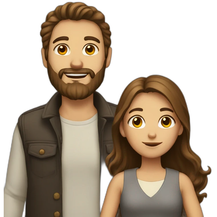 Man beard and  girl with brown hair emoji