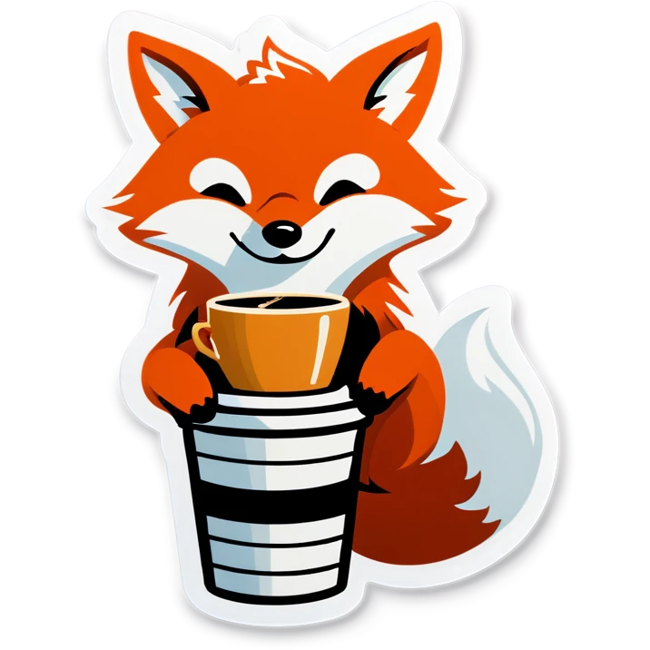 Tiny fox drop coffee emoji