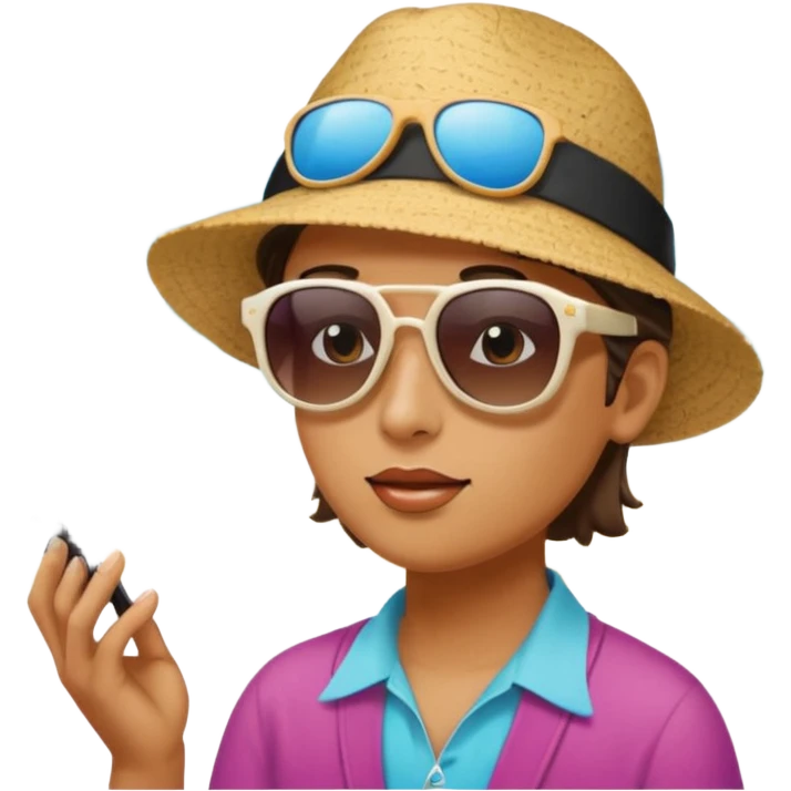 Someone listening to a speaker at the beach. Add some musical notes coming out of the speaker. emoji