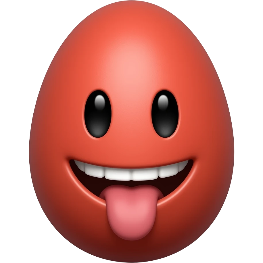 ovo vermelho com sorriso sem dente e sem lingua emoji