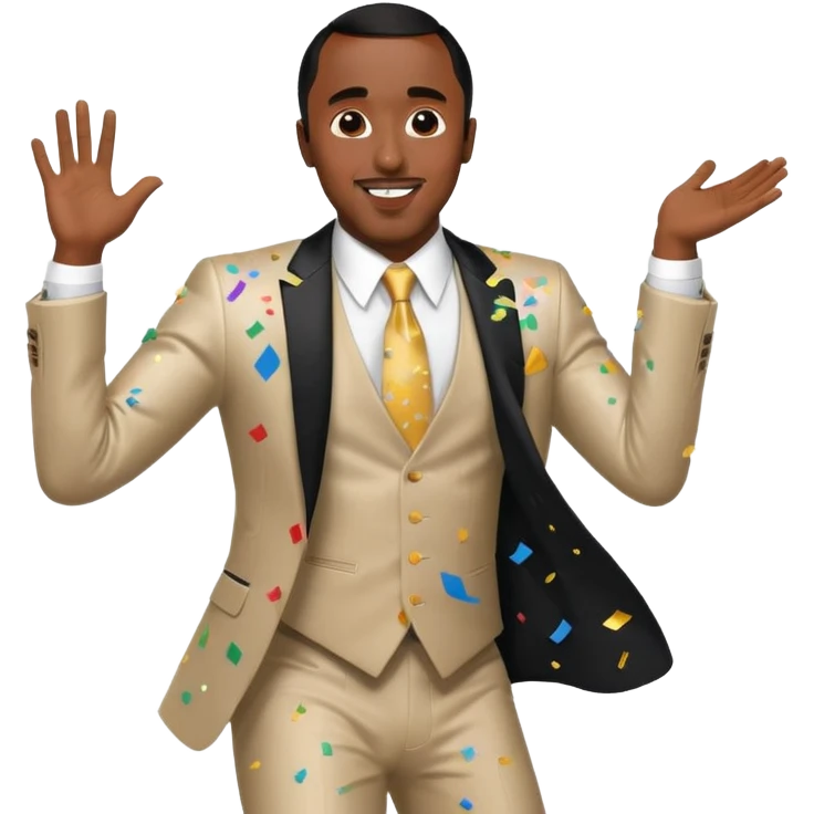 P Diddy dancing at a party with confetti emoji