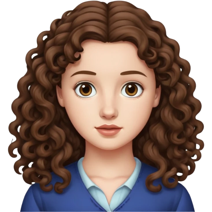 Hannah Baker from Thirteen Reasons Why with long curly brown hair emoji