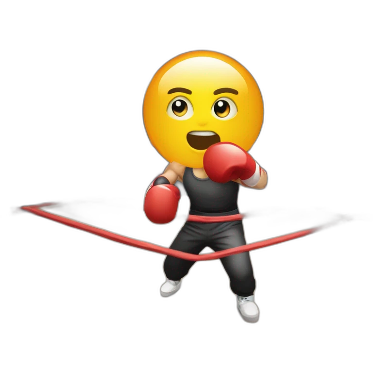A photographer in a boxing ring with a bubble of information that says fight emoji