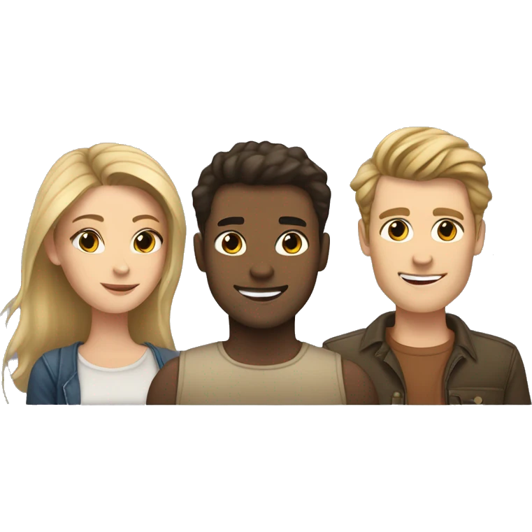 Brunette girl, dirty blonde guy and tortoise colored cat emoji