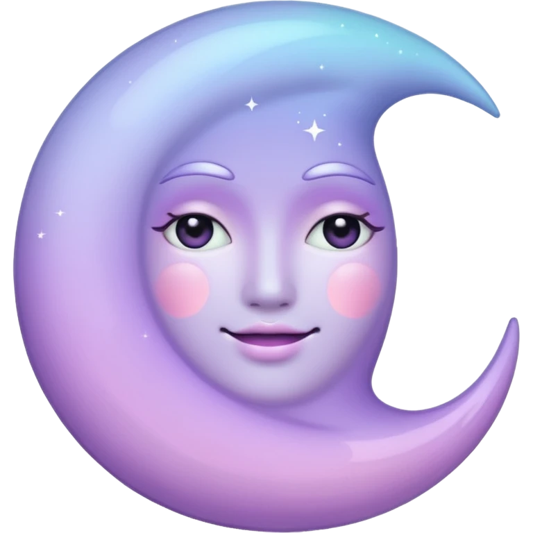 sparkly glossy pastel lilac-gradient crescent moon, no face emoji