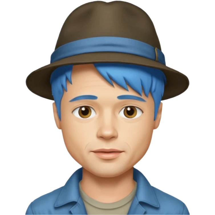brad pitt, blue hair, hat emoji