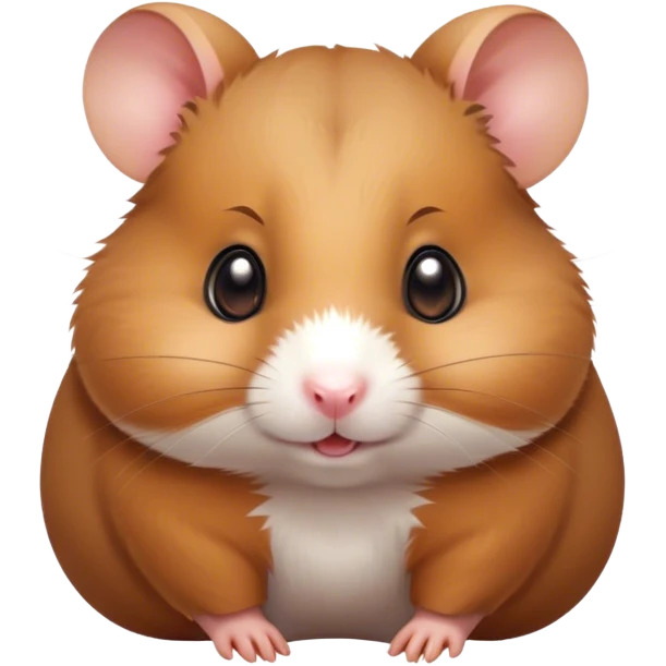 Cinematic Cute Brown Hamster Portrait Emoji, Head tilted playfully and inquisitively, featuring a glossy, rich brown fur with a delicate sheen, round, sparkling dark eyes filled with curiosity, Simplified yet irresistibly adorable features, highly detailed, glowing with a warm, friendly glow, high shine, affectionate and lively, stylized with a touch of whimsy, bright and endearing, soft glowing outline, capturing the essence of a mischievous yet loving hamster, so playful it feels like it could dash out of the screen and into your arms! emoji
