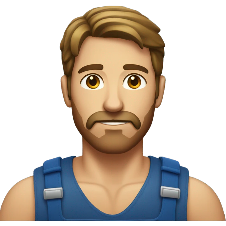 Male farmer, lightly tanned and short thin beard/mustache (brown hair and blue eyes ) emoji