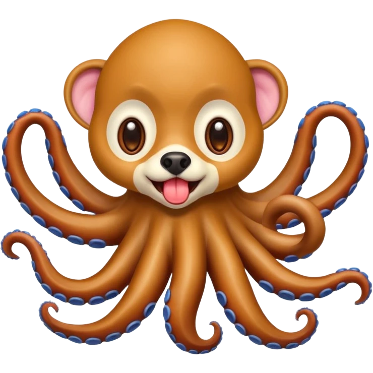 Dog with an octopus on his back with monkeys all of their tongues out with big eyes emoji