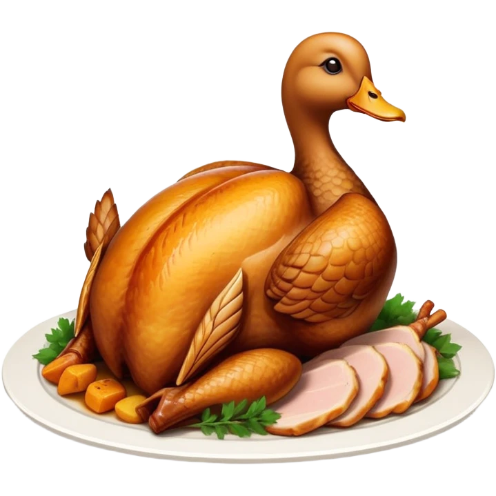 Duck stuffed in a chicken stuffed into a turkey emoji