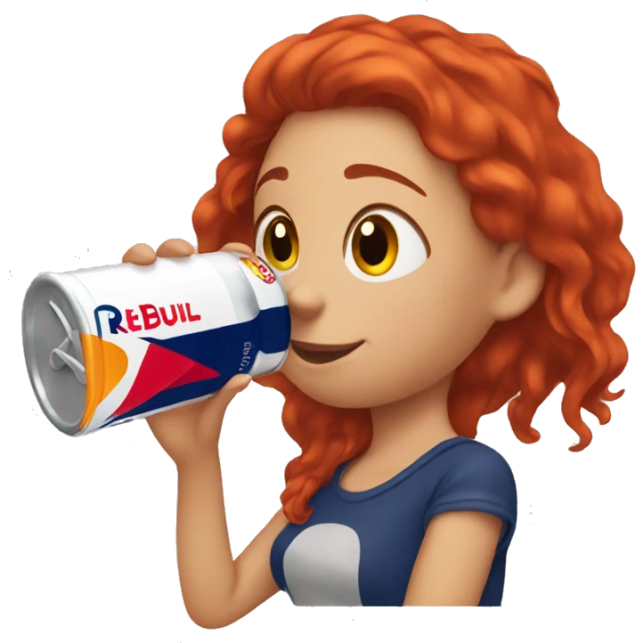 Girl with red hair drinking a redbull  emoji