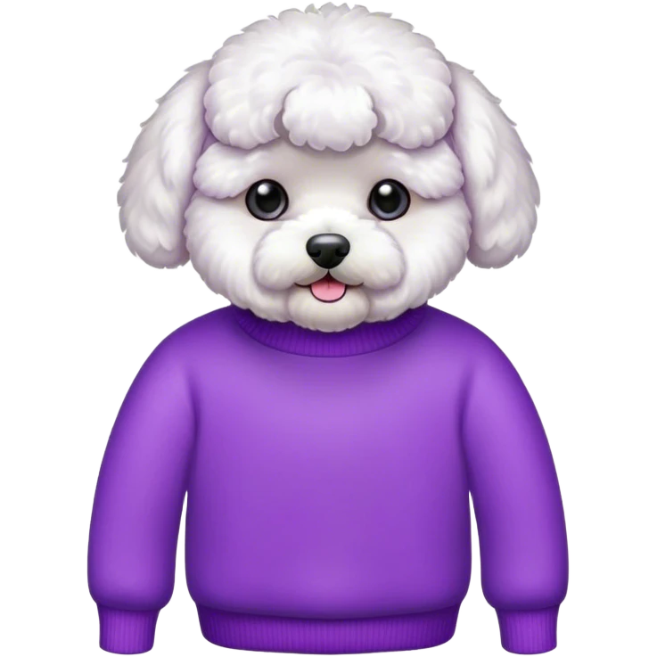Bichon wearing purple sweater emoji