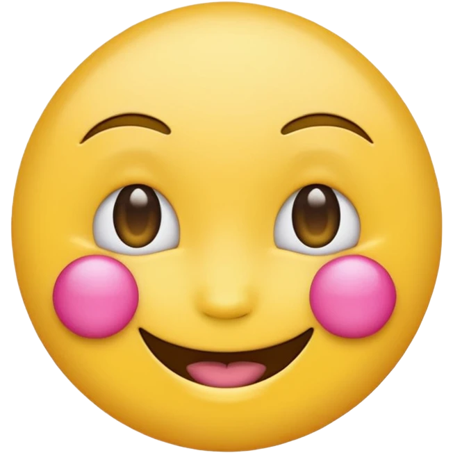 Yellow emoji with pink under eye patches emoji