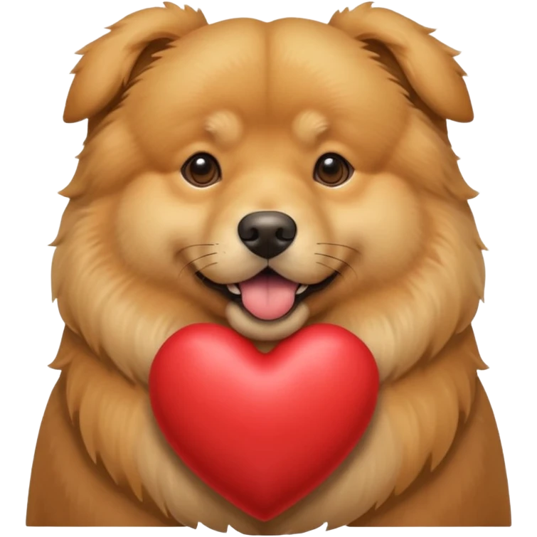 Golden Retriever/Chow Chow mix holding a large heart in its mouth (modeled after the dog image attached) emoji
