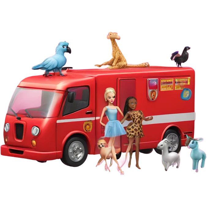 jaguar barbie ostrich parrot foofa plex tayo sheep ballerina fire truck emoji
