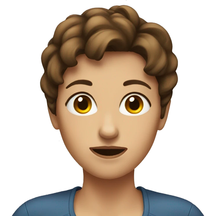 Woman with short brown hair making a face like what are you talking abou emoji
