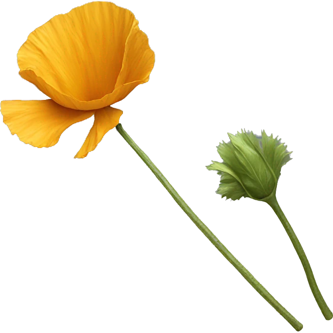 Golden poppy top view with stalk  emoji