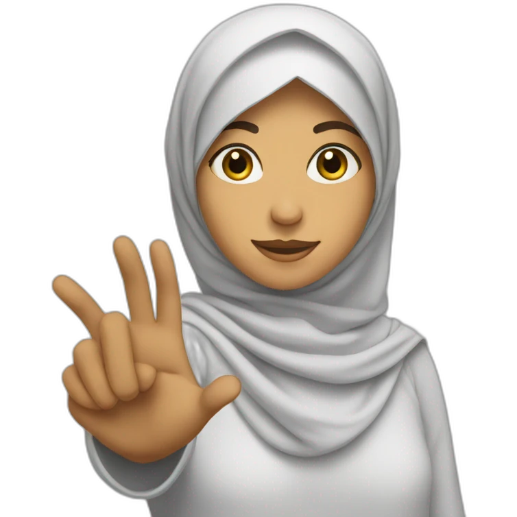Muslim girl points to the left with her hand emoji