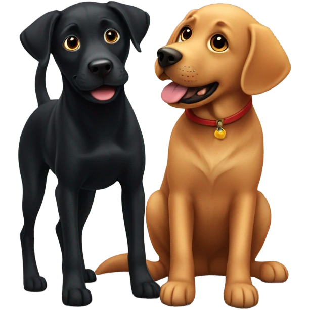 Red lab playing with black dog emoji