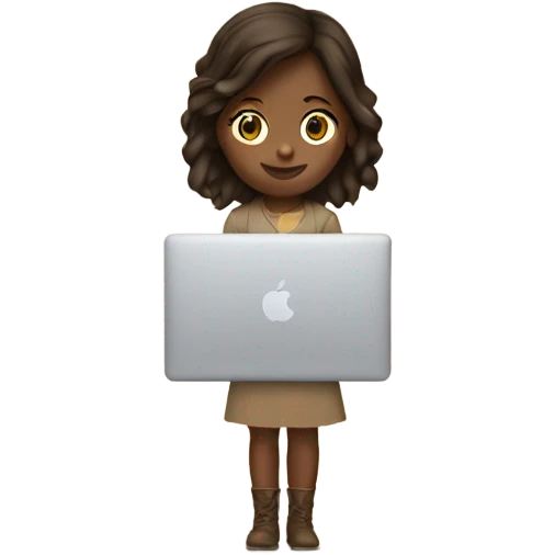 beige macbook with brunette girl emoji