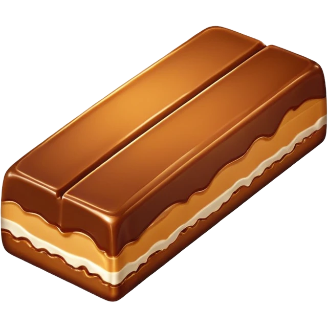 Carambar candy bar cut in half with flowing caramel emoji